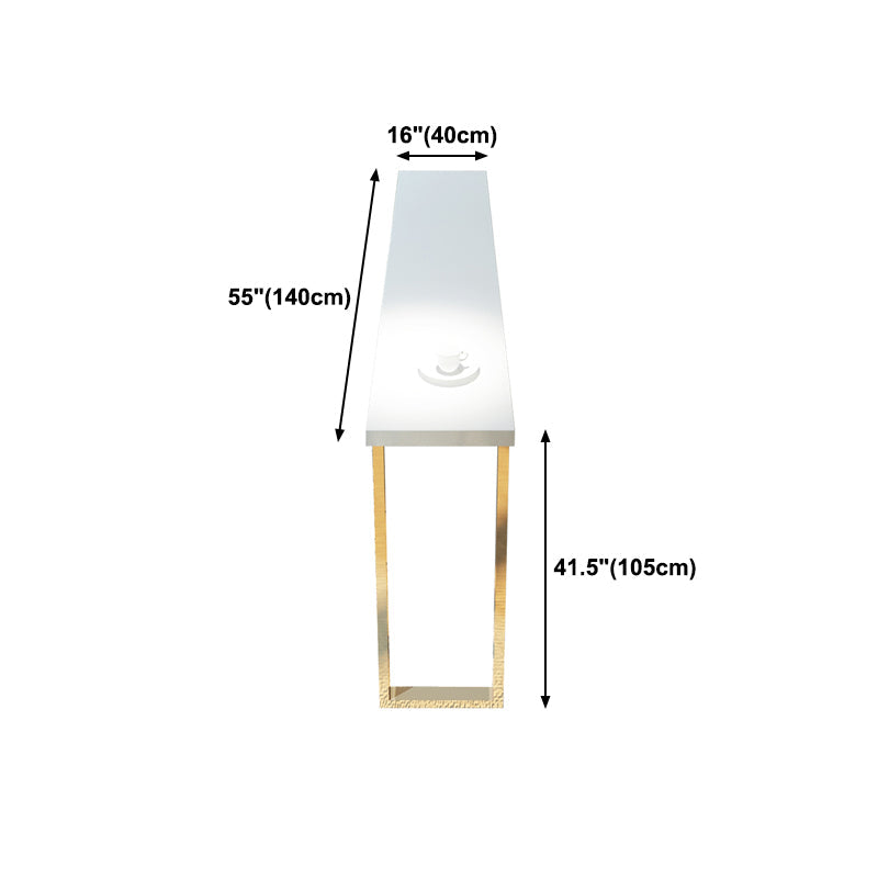 Rectangle White Top Counter Table Metal Legs Glam Style Bar Table, Only Table Clearhalo 'Bar Furniture' 'Bar Tables' 'bar_tables' 'furn' 'furn_bar_tables' 'Furniture' 'furniture_bar_tables' 'Kitchen & Dining Furniture' 4401394