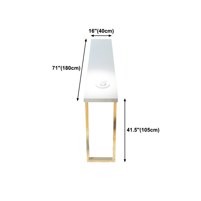 Rectangle White Top Counter Table Metal Legs Glam Style Bar Table, Only Table Clearhalo 'Bar Furniture' 'Bar Tables' 'bar_tables' 'furn' 'furn_bar_tables' 'Furniture' 'furniture_bar_tables' 'Kitchen & Dining Furniture' 4401396