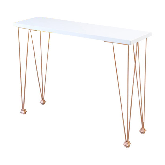 White Wood Top Counter Table Gold 4 Legs Industrial Bar Table for Dining Room White Without Chairs Clearhalo 'Bar Furniture' 'Bar Tables' 'bar_tables' 'furn' 'furn_bar_tables' 'Furniture' 'furniture_bar_tables' 'Kitchen & Dining Furniture' 4401398