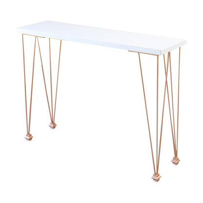 White Wood Top Counter Table Gold 4 Legs Industrial Bar Table for Dining Room White Without Chairs Clearhalo 'Bar Furniture' 'Bar Tables' 'bar_tables' 'furn' 'furn_bar_tables' 'Furniture' 'furniture_bar_tables' 'Kitchen & Dining Furniture' 4401398