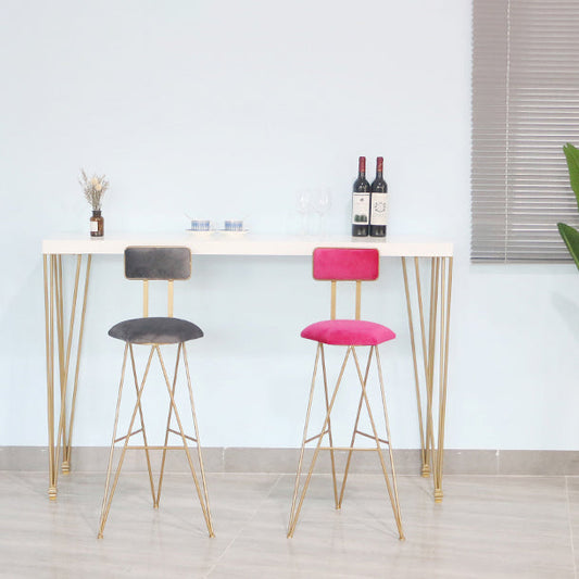 White Wood Top Counter Table Gold 4 Legs Industrial Bar Table for Dining Room Clearhalo 'Bar Furniture' 'Bar Tables' 'bar_tables' 'furn' 'furn_bar_tables' 'Furniture' 'furniture_bar_tables' 'Kitchen & Dining Furniture' 4401403