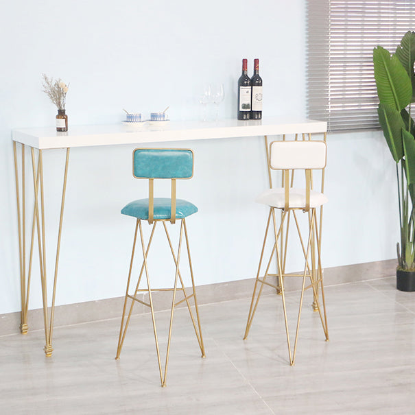 White Wood Top Counter Table Gold 4 Legs Industrial Bar Table for Dining Room Clearhalo 'Bar Furniture' 'Bar Tables' 'bar_tables' 'furn' 'furn_bar_tables' 'Furniture' 'furniture_bar_tables' 'Kitchen & Dining Furniture' 4401405