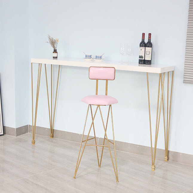 White Wood Top Counter Table Gold 4 Legs Industrial Bar Table for Dining Room Clearhalo 'Bar Furniture' 'Bar Tables' 'bar_tables' 'furn' 'furn_bar_tables' 'Furniture' 'furniture_bar_tables' 'Kitchen & Dining Furniture' 4401406