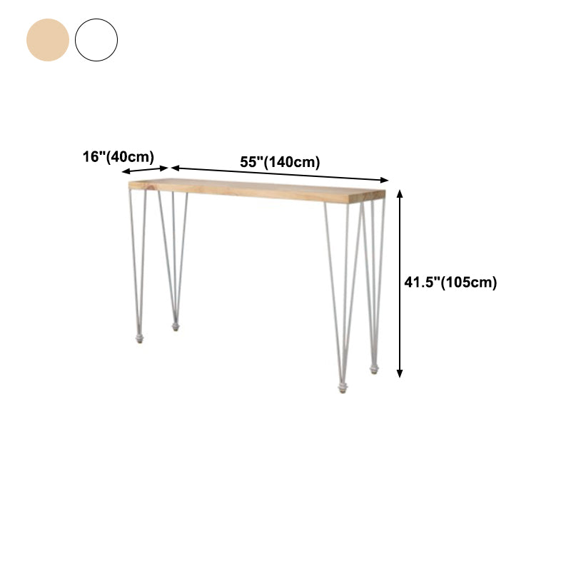 White Wood Top Counter Table Gold 4 Legs Industrial Bar Table for Dining Room Clearhalo 'Bar Furniture' 'Bar Tables' 'bar_tables' 'furn' 'furn_bar_tables' 'Furniture' 'furniture_bar_tables' 'Kitchen & Dining Furniture' 4401410