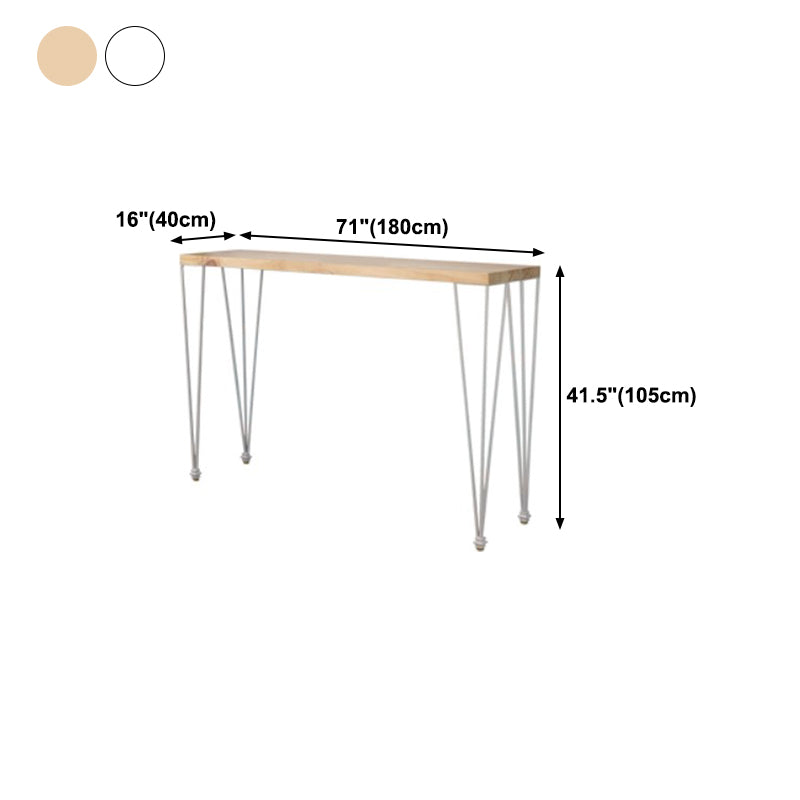 White Wood Top Counter Table Gold 4 Legs Industrial Bar Table for Dining Room Clearhalo 'Bar Furniture' 'Bar Tables' 'bar_tables' 'furn' 'furn_bar_tables' 'Furniture' 'furniture_bar_tables' 'Kitchen & Dining Furniture' 4401412