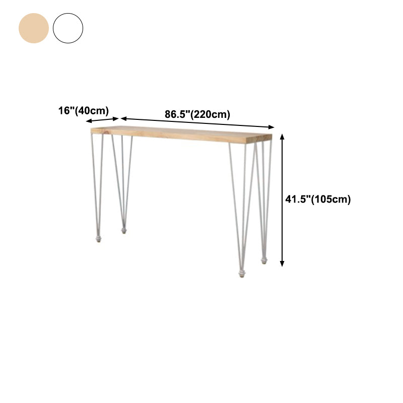 White Wood Top Counter Table Gold 4 Legs Industrial Bar Table for Dining Room Clearhalo 'Bar Furniture' 'Bar Tables' 'bar_tables' 'furn' 'furn_bar_tables' 'Furniture' 'furniture_bar_tables' 'Kitchen & Dining Furniture' 4401414