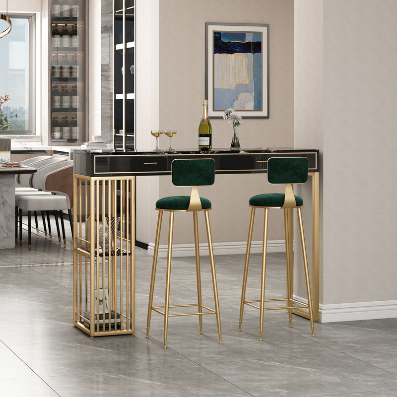 Nordic Style Storage Bar Table Stone Top Pub Table with 2 Drawers, Only Table Clearhalo 'Bar Furniture' 'Bar Tables' 'bar_tables' 'furn' 'furn_bar_tables' 'Furniture' 'furniture_bar_tables' 'Kitchen & Dining Furniture' 4401431