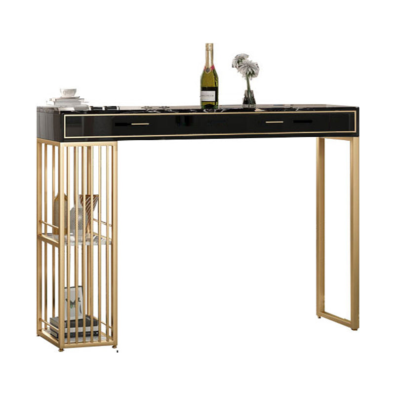 Nordic Style Storage Bar Table Stone Top Pub Table with 2 Drawers, Only Table Clearhalo 'Bar Furniture' 'Bar Tables' 'bar_tables' 'furn' 'furn_bar_tables' 'Furniture' 'furniture_bar_tables' 'Kitchen & Dining Furniture' 4401434