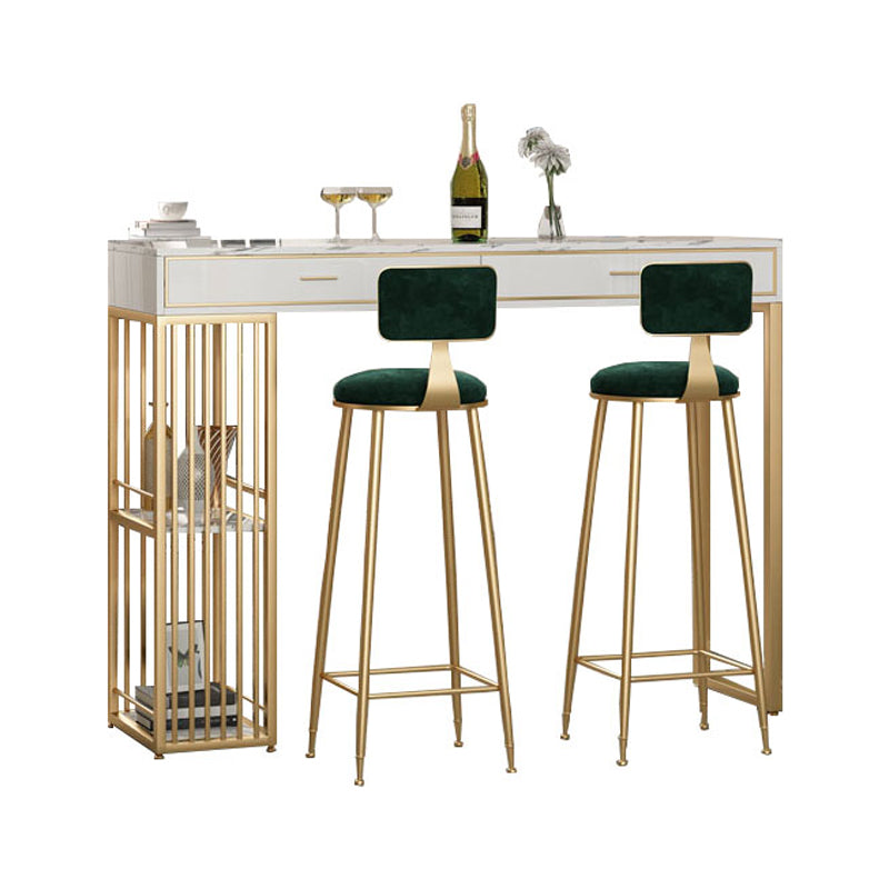 Nordic Style Storage Bar Table Stone Top Pub Table with 2 Drawers, Only Table Clearhalo 'Bar Furniture' 'Bar Tables' 'bar_tables' 'furn' 'furn_bar_tables' 'Furniture' 'furniture_bar_tables' 'Kitchen & Dining Furniture' 4401435