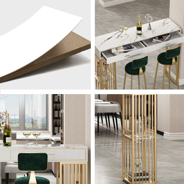 Nordic Style Storage Bar Table Stone Top Pub Table with 2 Drawers, Only Table Clearhalo 'Bar Furniture' 'Bar Tables' 'bar_tables' 'furn' 'furn_bar_tables' 'Furniture' 'furniture_bar_tables' 'Kitchen & Dining Furniture' 4401436