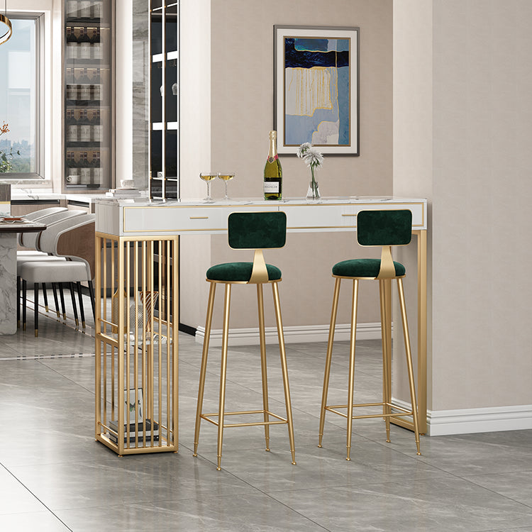 Nordic Style Storage Bar Table Stone Top Pub Table with 2 Drawers, Only Table Clearhalo 'Bar Furniture' 'Bar Tables' 'bar_tables' 'furn' 'furn_bar_tables' 'Furniture' 'furniture_bar_tables' 'Kitchen & Dining Furniture' 4401437