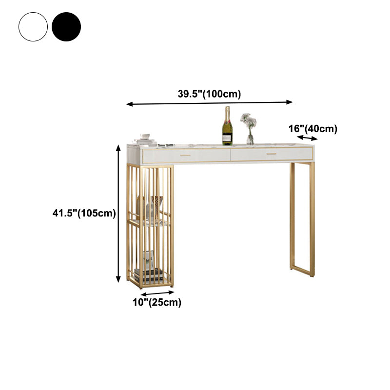 Nordic Style Storage Bar Table Stone Top Pub Table with 2 Drawers, Only Table Clearhalo 'Bar Furniture' 'Bar Tables' 'bar_tables' 'furn' 'furn_bar_tables' 'Furniture' 'furniture_bar_tables' 'Kitchen & Dining Furniture' 4401440