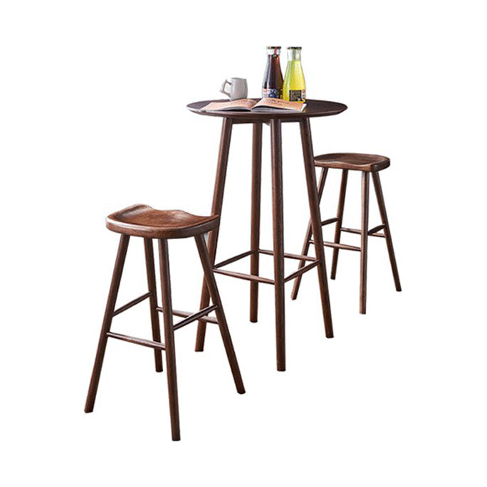 Round Shape Wood Top Counter Table 4 Legs Industrial Bar Table for Dining Room Clearhalo 'Bar Furniture' 'Bar Tables' 'bar_tables' 'furn' 'furn_bar_tables' 'Furniture' 'furniture_bar_tables' 'Kitchen & Dining Furniture' 4401459