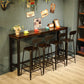 Brown Wood Top Counter Table Metal Black Legs Industrial Bar Table for Restaurant 86.6"L x 15.7"W x 41.3"H Without Chairs Clearhalo 'Bar Furniture' 'Bar Tables' 'bar_tables' 'furn' 'furn_bar_tables' 'Furniture' 'furniture_bar_tables' 'Kitchen & Dining Furniture' 4401465