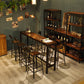 Brown Wood Top Counter Table Metal Black Legs Industrial Bar Table for Restaurant 78.7"L x 15.7"W x 41.3"H Without Chairs Clearhalo 'Bar Furniture' 'Bar Tables' 'bar_tables' 'furn' 'furn_bar_tables' 'Furniture' 'furniture_bar_tables' 'Kitchen & Dining Furniture' 4401467