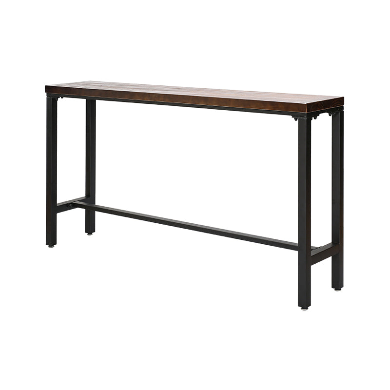 Brown Wood Top Counter Table Metal Black Legs Industrial Bar Table for Restaurant Without Chairs Clearhalo 'Bar Furniture' 'Bar Tables' 'bar_tables' 'furn' 'furn_bar_tables' 'Furniture' 'furniture_bar_tables' 'Kitchen & Dining Furniture' 4401469