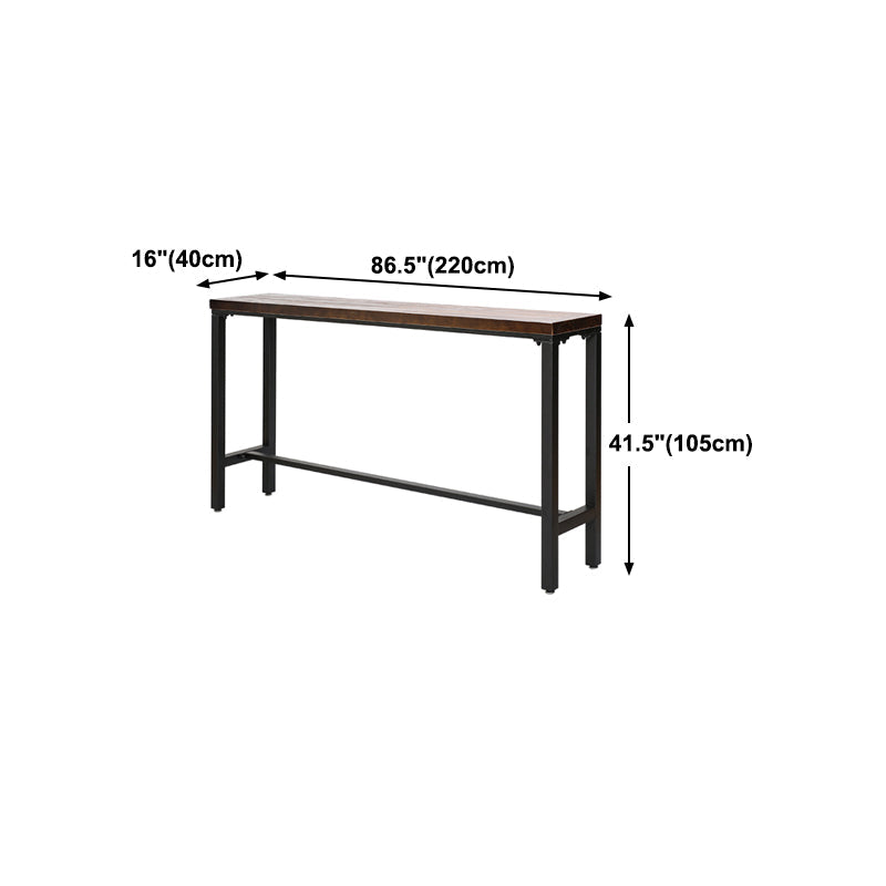 Brown Wood Top Counter Table Metal Black Legs Industrial Bar Table for Restaurant Clearhalo 'Bar Furniture' 'Bar Tables' 'bar_tables' 'furn' 'furn_bar_tables' 'Furniture' 'furniture_bar_tables' 'Kitchen & Dining Furniture' 4401479