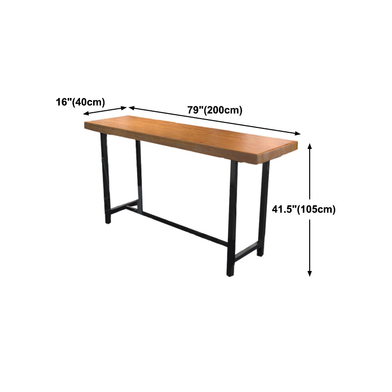 42-inch Height Bar Table Brown Wood Top Metal Base Bistro Table for Coffee Shop Clearhalo 'Bar Furniture' 'Bar Tables' 'bar_tables' 'furn' 'furn_bar_tables' 'Furniture' 'furniture_bar_tables' 'Kitchen & Dining Furniture' 4401490