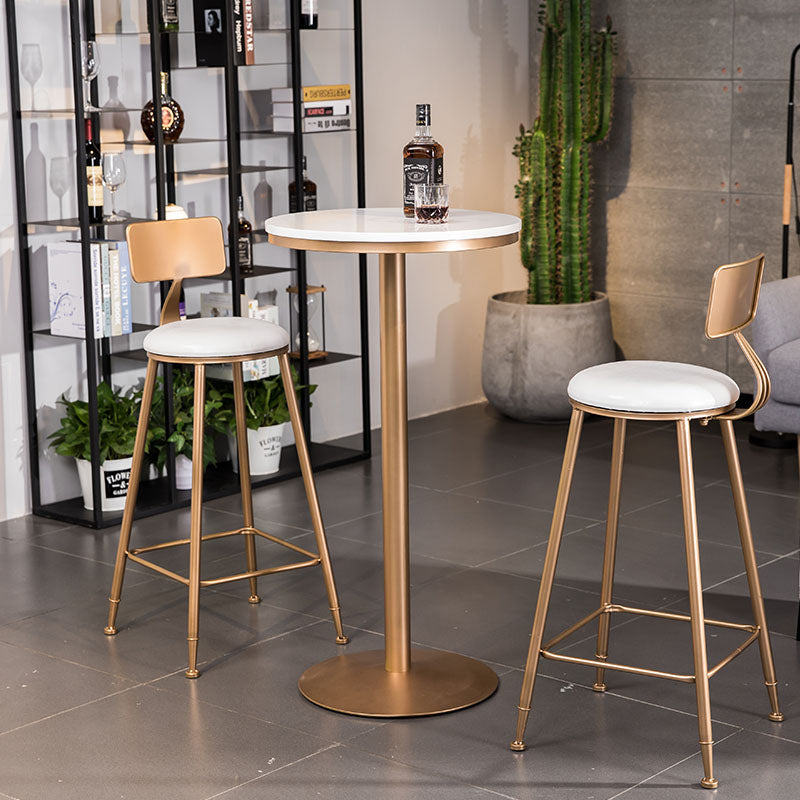 Glam White Faux Marble Bistro Table Indoor Gold Bar Table with Single Pedestal, Only Table Clearhalo 'Bar Furniture' 'Bar Tables' 'bar_tables' 'furn' 'furn_bar_tables' 'Furniture' 'furniture_bar_tables' 'Kitchen & Dining Furniture' 4401492