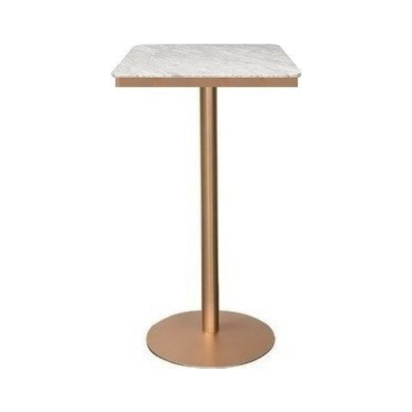 Glam White Faux Marble Bistro Table Indoor Gold Bar Table with Single Pedestal, Only Table Square Without Chairs Clearhalo 'Bar Furniture' 'Bar Tables' 'bar_tables' 'furn' 'furn_bar_tables' 'Furniture' 'furniture_bar_tables' 'Kitchen & Dining Furniture' 4401493