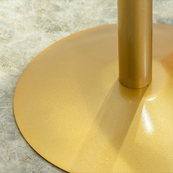 Glam White Faux Marble Bistro Table Indoor Gold Bar Table with Single Pedestal, Only Table Clearhalo 'Bar Furniture' 'Bar Tables' 'bar_tables' 'furn' 'furn_bar_tables' 'Furniture' 'furniture_bar_tables' 'Kitchen & Dining Furniture' 4401499