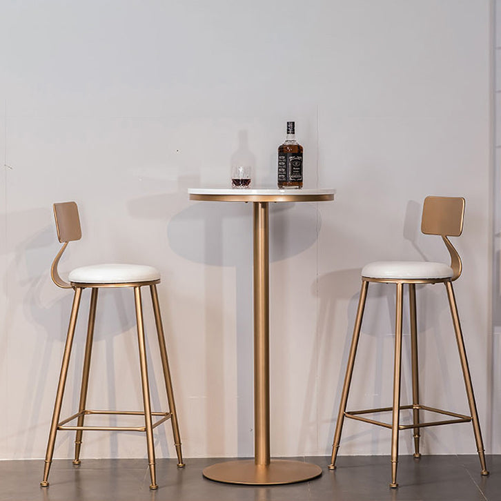 Glam White Faux Marble Bistro Table Indoor Gold Bar Table with Single Pedestal, Only Table Clearhalo 'Bar Furniture' 'Bar Tables' 'bar_tables' 'furn' 'furn_bar_tables' 'Furniture' 'furniture_bar_tables' 'Kitchen & Dining Furniture' 4401501