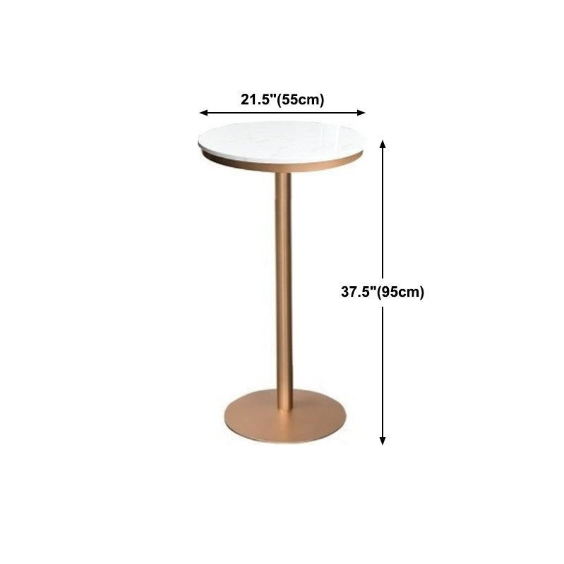Glam White Faux Marble Bistro Table Indoor Gold Bar Table with Single Pedestal, Only Table Clearhalo 'Bar Furniture' 'Bar Tables' 'bar_tables' 'furn' 'furn_bar_tables' 'Furniture' 'furniture_bar_tables' 'Kitchen & Dining Furniture' 4401506