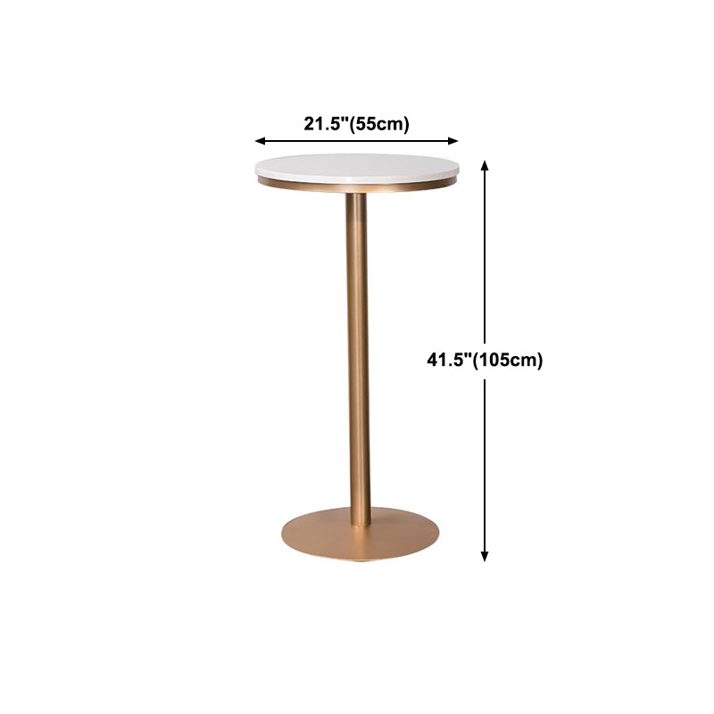 Glam White Faux Marble Bistro Table Indoor Gold Bar Table with Single Pedestal, Only Table Clearhalo 'Bar Furniture' 'Bar Tables' 'bar_tables' 'furn' 'furn_bar_tables' 'Furniture' 'furniture_bar_tables' 'Kitchen & Dining Furniture' 4401507