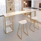 Glam Rectangle Faux Marble Bar Table Double Pedestal Bar Table with 2-Shelf, Only Table Clearhalo 'Bar Furniture' 'Bar Tables' 'bar_tables' 'furn' 'furn_bar_tables' 'Furniture' 'furniture_bar_tables' 'Kitchen & Dining Furniture' 4401516