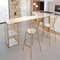 Glam Rectangle Faux Marble Bar Table Double Pedestal Bar Table with 2-Shelf, Only Table Clearhalo 'Bar Furniture' 'Bar Tables' 'bar_tables' 'furn' 'furn_bar_tables' 'Furniture' 'furniture_bar_tables' 'Kitchen & Dining Furniture' 4401517