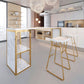 Glam Rectangle Faux Marble Bar Table Double Pedestal Bar Table with 2-Shelf, Only Table Clearhalo 'Bar Furniture' 'Bar Tables' 'bar_tables' 'furn' 'furn_bar_tables' 'Furniture' 'furniture_bar_tables' 'Kitchen & Dining Furniture' 4401520