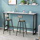 Glam Rectangle Stone Bistro Table Indoor Iron Bar Dining Table with Trestle Pedestal Black Without Chairs Clearhalo 'Bar Furniture' 'Bar Tables' 'bar_tables' 'furn' 'furn_bar_tables' 'Furniture' 'furniture_bar_tables' 'Kitchen & Dining Furniture' 4401528
