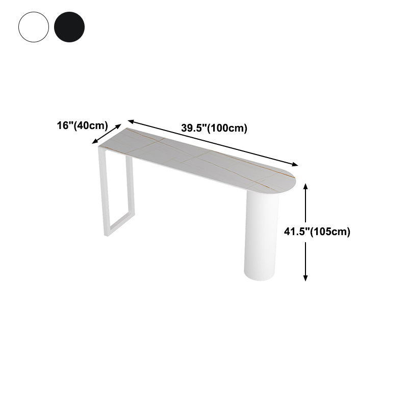 Industrial Stone Indoor Pub Bar Table Iron Double Pedestal Bar Dining Table Fixed Table Clearhalo 'Bar Furniture' 'Bar Tables' 'bar_tables' 'furn' 'furn_bar_tables' 'Furniture' 'furniture_bar_tables' 'Kitchen & Dining Furniture' 4401553