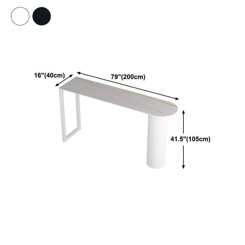 Industrial Stone Indoor Pub Bar Table Iron Double Pedestal Bar Dining Table Fixed Table Clearhalo 'Bar Furniture' 'Bar Tables' 'bar_tables' 'furn' 'furn_bar_tables' 'Furniture' 'furniture_bar_tables' 'Kitchen & Dining Furniture' 4401558