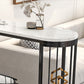 Glam Faux Marble Indoor Pub Bar Table Iron Double Pedestal Bar Dining Table with 5-Shelf Clearhalo 'Bar Furniture' 'Bar Tables' 'bar_tables' 'furn' 'furn_bar_tables' 'Furniture' 'furniture_bar_tables' 'Kitchen & Dining Furniture' 4401562
