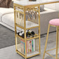 Glam Faux Marble Indoor Pub Bar Table Iron Double Pedestal Bar Dining Table with 5-Shelf Clearhalo 'Bar Furniture' 'Bar Tables' 'bar_tables' 'furn' 'furn_bar_tables' 'Furniture' 'furniture_bar_tables' 'Kitchen & Dining Furniture' 4401564