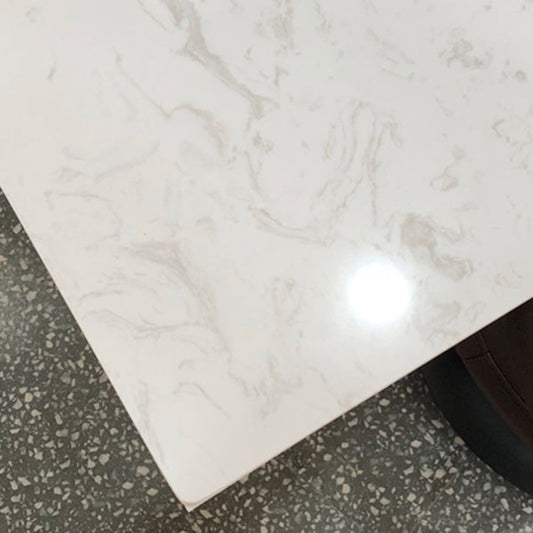 Glam Rectangle Faux Marble Pub Bar Table Indoor Metal Bar Dining Table with Sled Pedestal Clearhalo 'Bar Furniture' 'Bar Tables' 'bar_tables' 'furn' 'furn_bar_tables' 'Furniture' 'furniture_bar_tables' 'Kitchen & Dining Furniture' 4401579