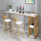 Glam Rectangle Faux Marble Bistro Table Iron Double Pedestal Bar Dining Table with 2-Shelf 47.2"L x 15.7"W x 41.3"H Gold Without Chairs Clearhalo 'Bar Furniture' 'Bar Tables' 'bar_tables' 'furn' 'furn_bar_tables' 'Furniture' 'furniture_bar_tables' 'Kitchen & Dining Furniture' 4401588