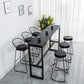 Industrial 41.3"H Bar Table Faux Marble Rectangle Top Bistro Table with Footrest 70.9"L x 15.7"W x 41.3"H Black Without Chairs Clearhalo 'Bar Furniture' 'Bar Tables' 'bar_tables' 'furn' 'furn_bar_tables' 'Furniture' 'furniture_bar_tables' 'Kitchen & Dining Furniture' 4401600