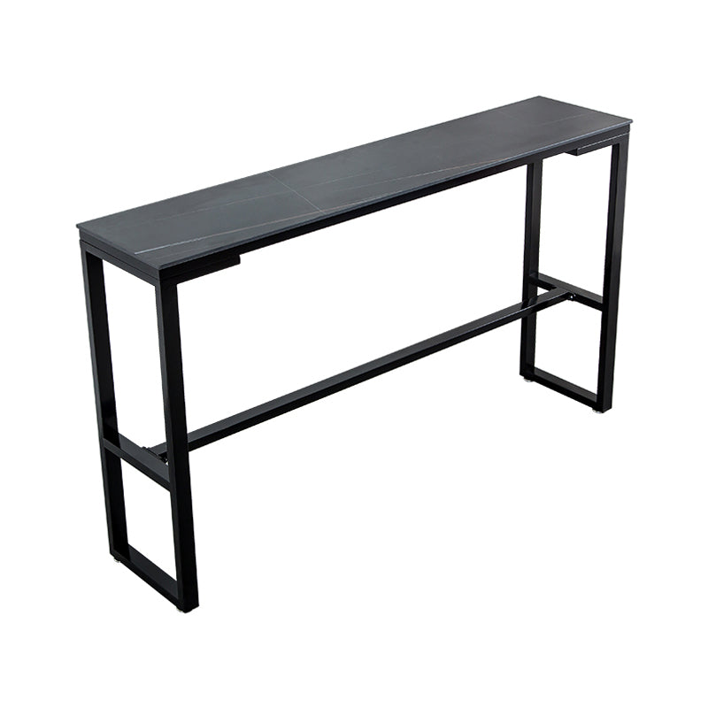 Industrial 41.3"H Bar Table Faux Marble Rectangle Top Bistro Table with Footrest Black Without Chairs Clearhalo 'Bar Furniture' 'Bar Tables' 'bar_tables' 'furn' 'furn_bar_tables' 'Furniture' 'furniture_bar_tables' 'Kitchen & Dining Furniture' 4401603