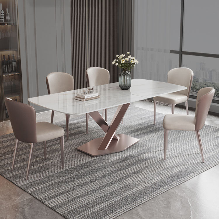 Luxury 1/4/5/6/7 Pieces Dinette Set with Rectangle Table and Solid Back Chairs Furniture 6 Pieces: Table, 5 Chairs Clearhalo 'Dining Room Sets' 'Dining Tables & Seating' 'dining_room_set' 'furn' 'furn_dining_room_set' 'Furniture' 'furniture_dining_room_set' 'Kitchen & Dining Furniture' 'kitchen&dining_furn' 'kitchen' 4413145
