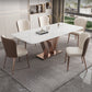 Stone Nordic 1/2/5/6 Pieces Dining Set with Leather Chairs Dining Furniture 6 Pieces: White Table, 5 Chairs Clearhalo 'Dining Room Sets' 'Dining Tables & Seating' 'dining_room_set' 'furn' 'furn_dining_room_set' 'Furniture' 'furniture_dining_room_set' 'Kitchen & Dining Furniture' 'kitchen&dining_furn' 'kitchen' 4413158