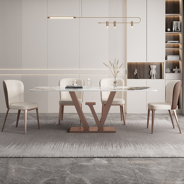 Stone Nordic 1/2/5/6 Pieces Dining Set with Leather Chairs Dining Furniture 5 Pieces: Table, 4 Chairs Clearhalo 'Dining Room Sets' 'Dining Tables & Seating' 'dining_room_set' 'furn' 'furn_dining_room_set' 'Furniture' 'furniture_dining_room_set' 'Kitchen & Dining Furniture' 'kitchen&dining_furn' 'kitchen' 4413161