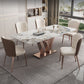 Stone Nordic 1/2/5/6 Pieces Dining Set with Leather Chairs Dining Furniture 6 Pieces: Gold Table, 5 Chairs Clearhalo 'Dining Room Sets' 'Dining Tables & Seating' 'dining_room_set' 'furn' 'furn_dining_room_set' 'Furniture' 'furniture_dining_room_set' 'Kitchen & Dining Furniture' 'kitchen&dining_furn' 'kitchen' 4413162