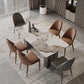 1/2/5/6/7 Pieces Glam Dining Set with Double Pedestal Table and Leather Chairs Dinette Set 7 Pieces: Table, 6 Chairs Clearhalo 'Dining Room Sets' 'Dining Tables & Seating' 'dining_room_set' 'furn' 'furn_dining_room_set' 'Furniture' 'furniture_dining_room_set' 'Kitchen & Dining Furniture' 'kitchen&dining_furn' 'kitchen' 4413194