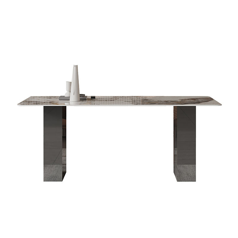 1/2/5/6/7 Pieces Glam Dining Set with Double Pedestal Table and Leather Chairs Dinette Set White 71"L x 31"W Clearhalo 'Dining Room Sets' 'Dining Tables & Seating' 'dining_room_set' 'furn' 'furn_dining_room_set' 'Furniture' 'furniture_dining_room_set' 'Kitchen & Dining Furniture' 'kitchen&dining_furn' 'kitchen' 4413197