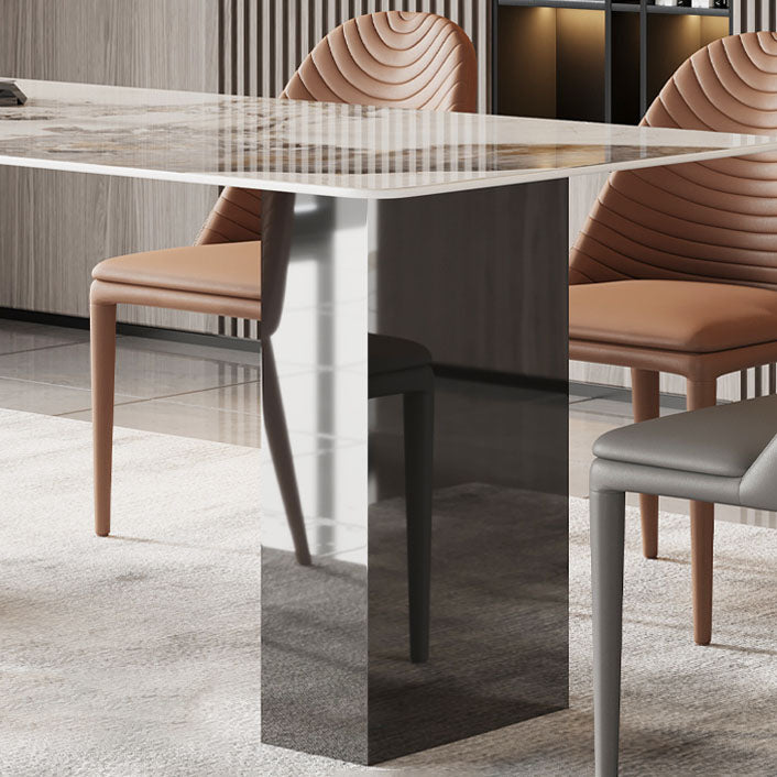 1/2/5/6/7 Pieces Glam Dining Set with Double Pedestal Table and Leather Chairs Dinette Set Clearhalo 'Dining Room Sets' 'Dining Tables & Seating' 'dining_room_set' 'furn' 'furn_dining_room_set' 'Furniture' 'furniture_dining_room_set' 'Kitchen & Dining Furniture' 'kitchen&dining_furn' 'kitchen' 4413198