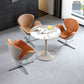 Modern 1/2/3/4 Pieces Dining Set Round White Dining Table Set for Home Use 4 Pieces: Table, 2 Orange+1 Brown Chairs Clearhalo 'Dining Room Sets' 'Dining Tables & Seating' 'dining_room_set' 'furn' 'furn_dining_room_set' 'Furniture' 'furniture_dining_room_set' 'Kitchen & Dining Furniture' 'kitchen&dining_furn' 'kitchen' 4413206