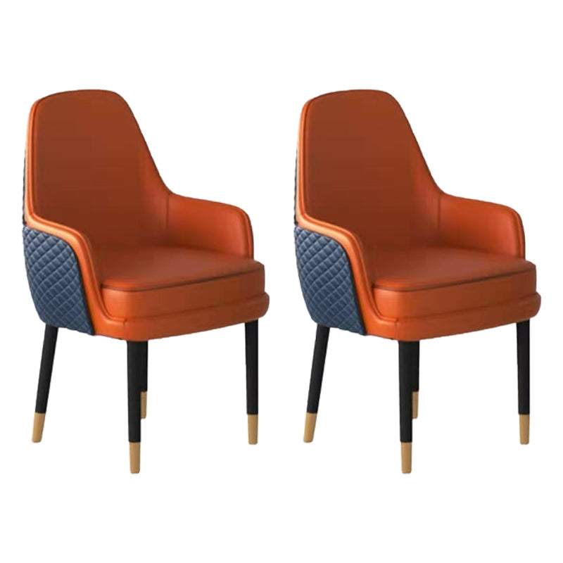 1/2/3/5 Pcs Modern Dining Room Set with Round Table and Leather Chairs Dining Set 2 Orange Chairs Clearhalo 'Dining Room Sets' 'Dining Tables & Seating' 'dining_room_set' 'Furniture' 'furniture_dining_room_set' 'Kitchen & Dining Furniture' 'kitchen&dining_furn' 'kitchen' 4413227