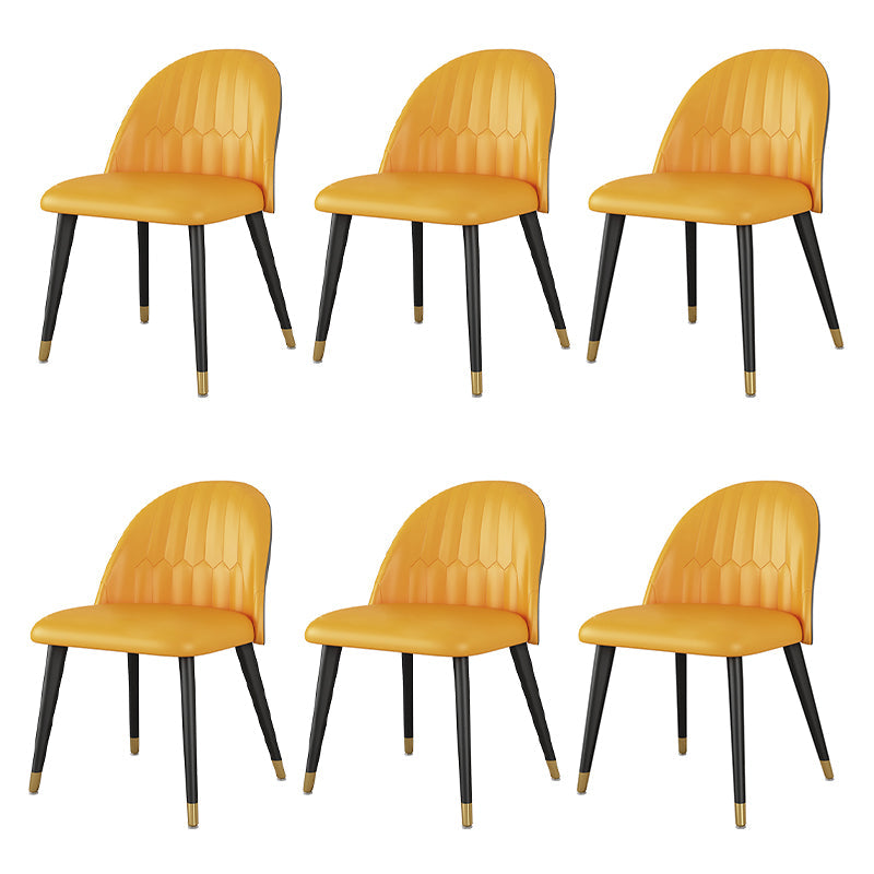 Modern 1/5/6/7 Pieces Dining Set Sintered Stone Dining Table Set with Leather Chairs 6 Orange Chairs Clearhalo 'Dining Room Sets' 'Dining Tables & Seating' 'dining_room_set' 'furn' 'furn_dining_room_set' 'Furniture' 'furniture_dining_room_set' 'Kitchen & Dining Furniture' 'kitchen&dining_furn' 'kitchen' 4413243